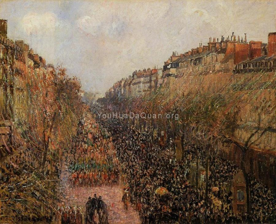 Boulevard Montmartre, Mardi-Gras - 卡米耶·毕沙罗